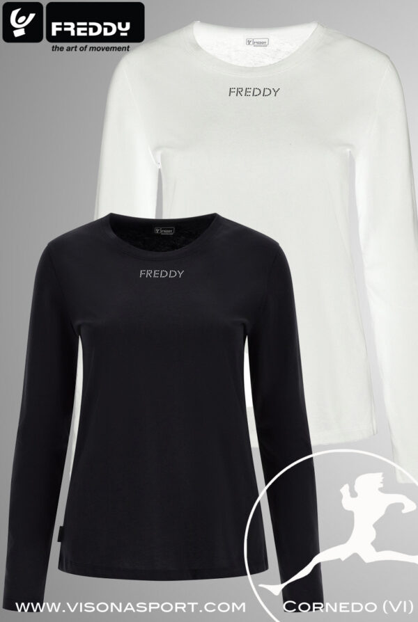 FREDDY T-SHIRT MANICHE LUNGHE CON LOGO PICCOLO F3WMVT5 ♀